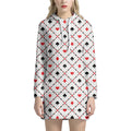 Poker Playing Card Suits Pattern Print Pullover Hoodie Dress