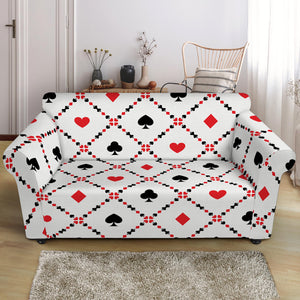 Poker Playing Card Suits Pattern Print Loveseat Slipcover