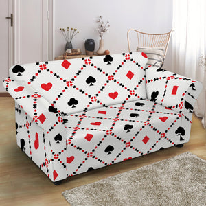 Poker Playing Card Suits Pattern Print Loveseat Slipcover