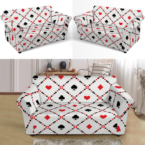 Poker Playing Card Suits Pattern Print Loveseat Slipcover