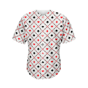 Poker Playing Card Suits Pattern Print Men's Baseball Jersey