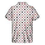 Poker Playing Card Suits Pattern Print Men's Short Sleeve Shirt