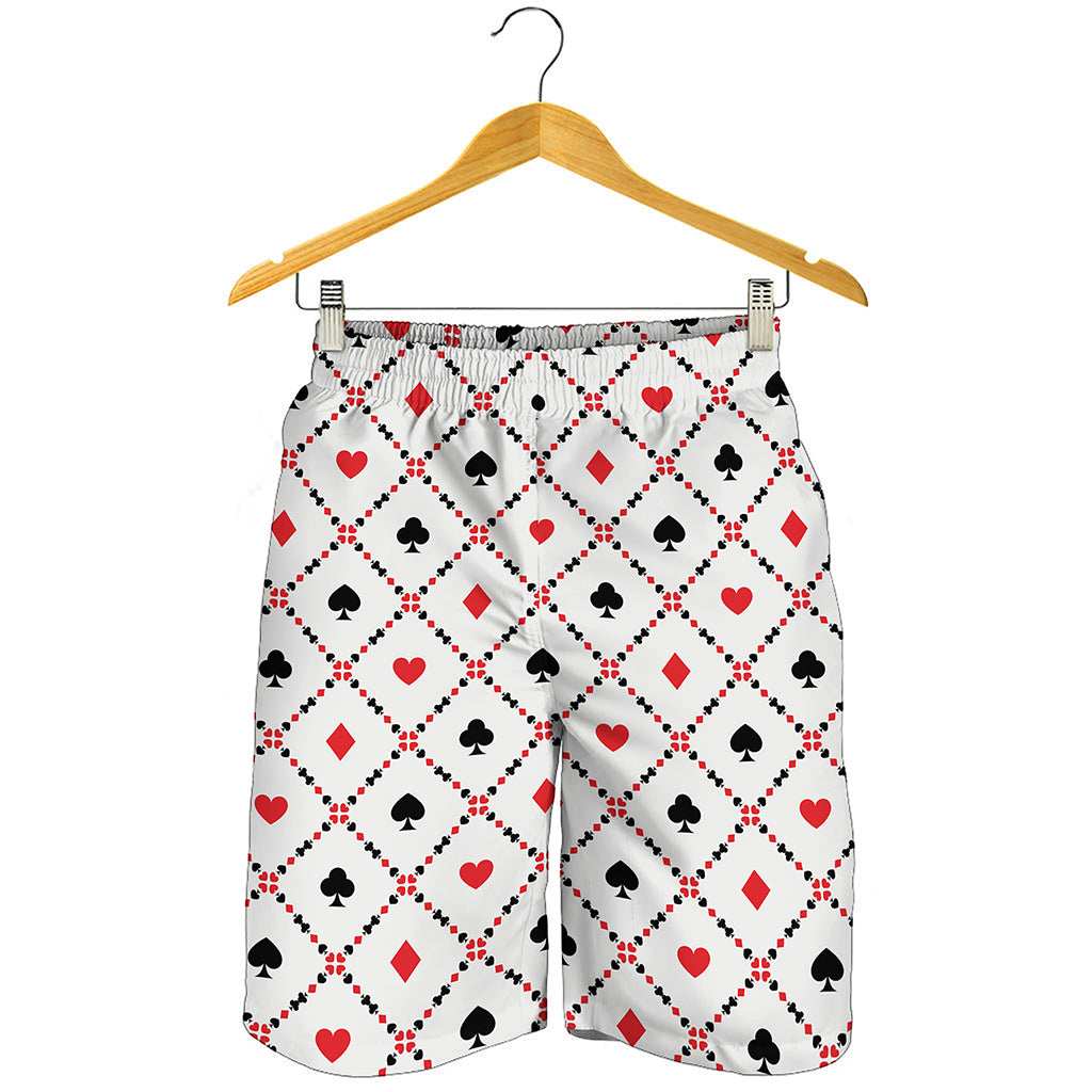 Poker Playing Card Suits Pattern Print Men's Shorts