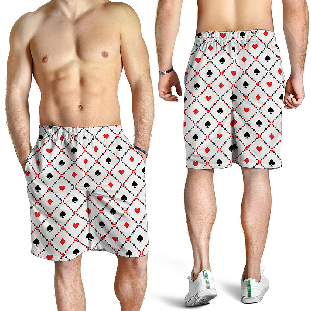 Poker Playing Card Suits Pattern Print Men's Shorts