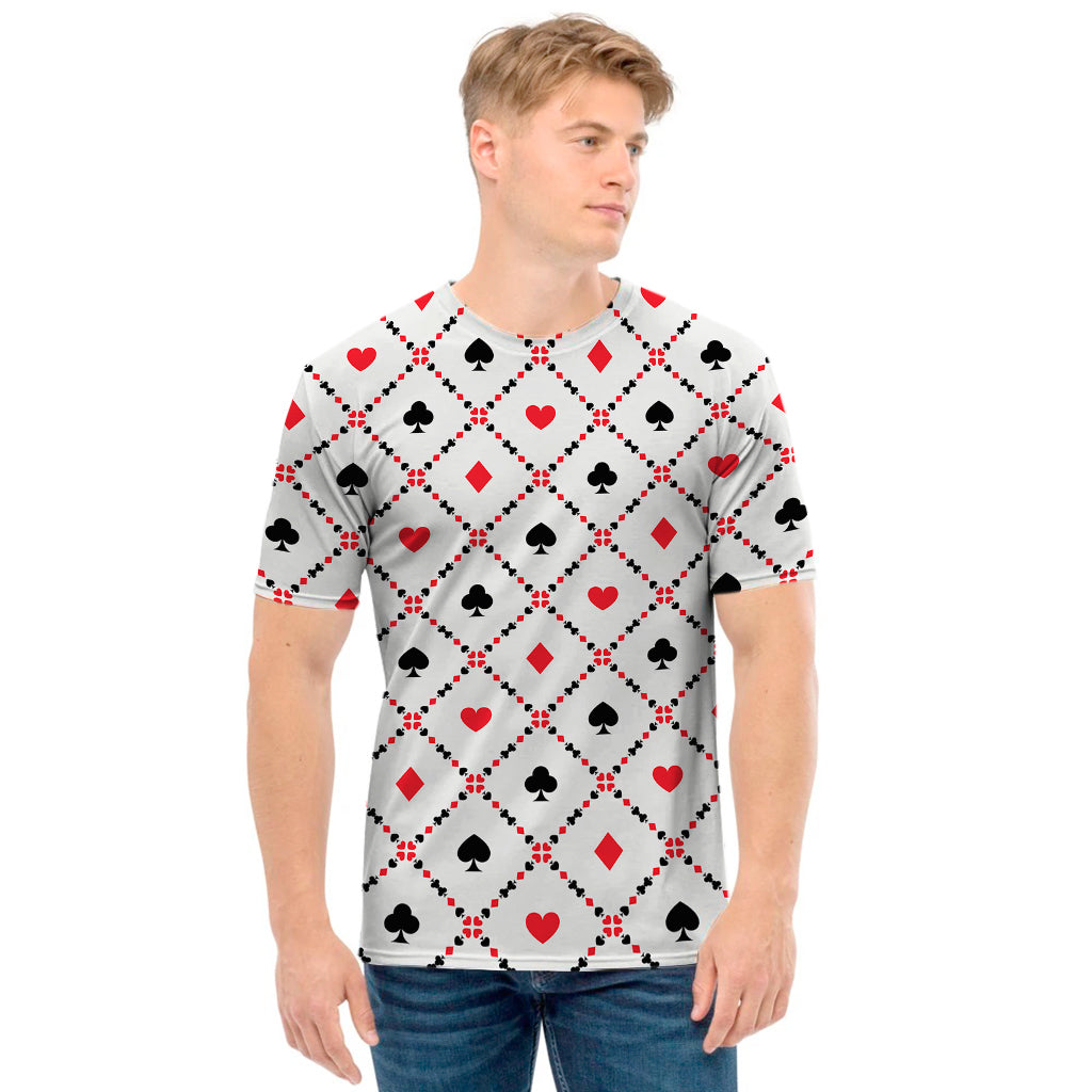 Poker Playing Card Suits Pattern Print Men's T-Shirt