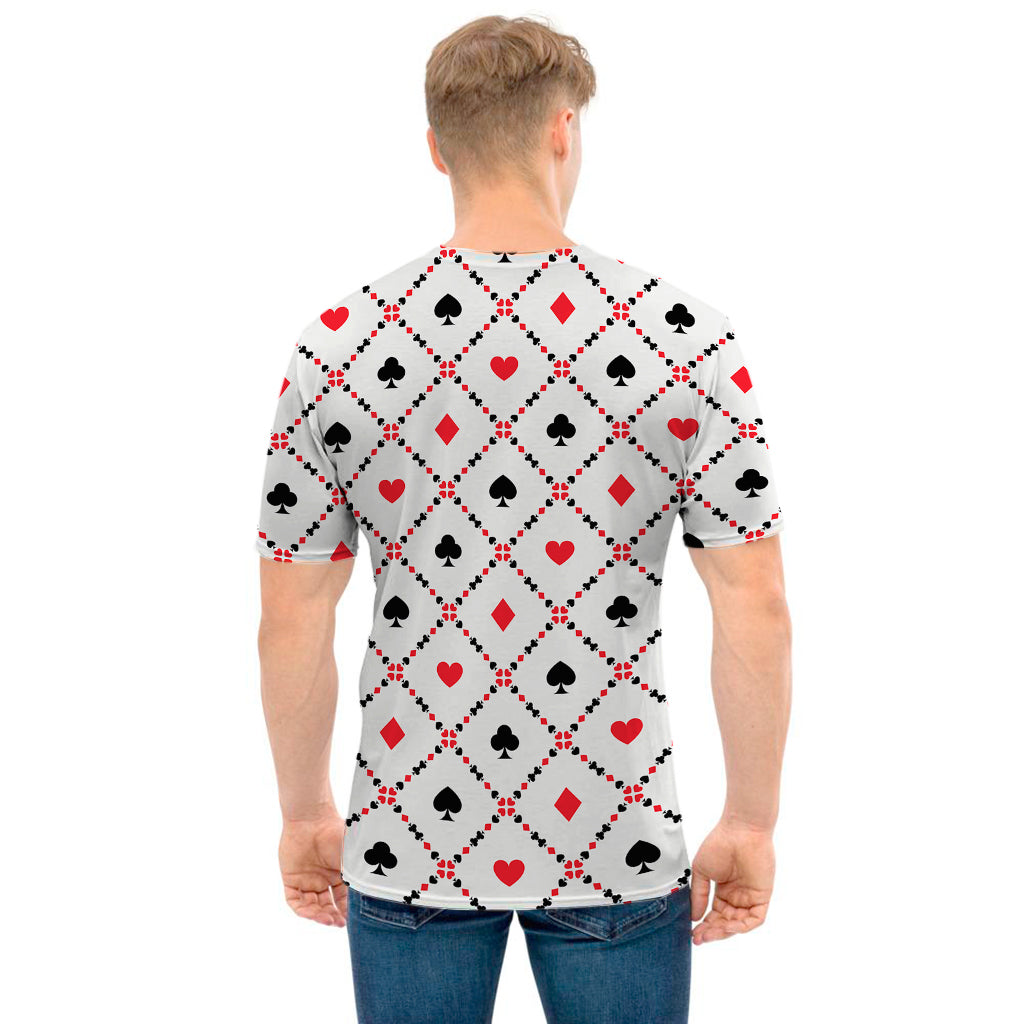 Poker Playing Card Suits Pattern Print Men's T-Shirt