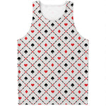 Poker Playing Card Suits Pattern Print Men's Tank Top