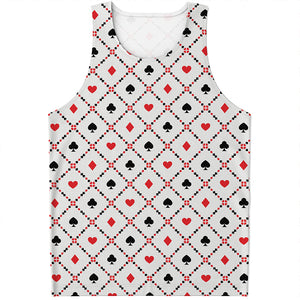 Poker Playing Card Suits Pattern Print Men's Tank Top