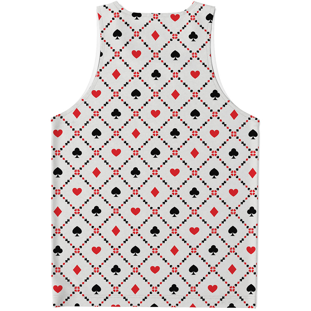 Poker Playing Card Suits Pattern Print Men's Tank Top