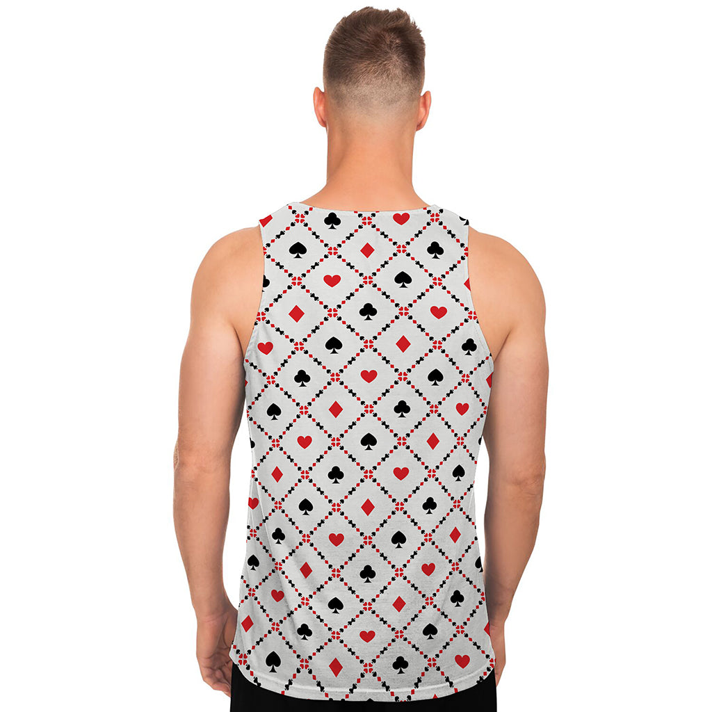 Poker Playing Card Suits Pattern Print Men's Tank Top