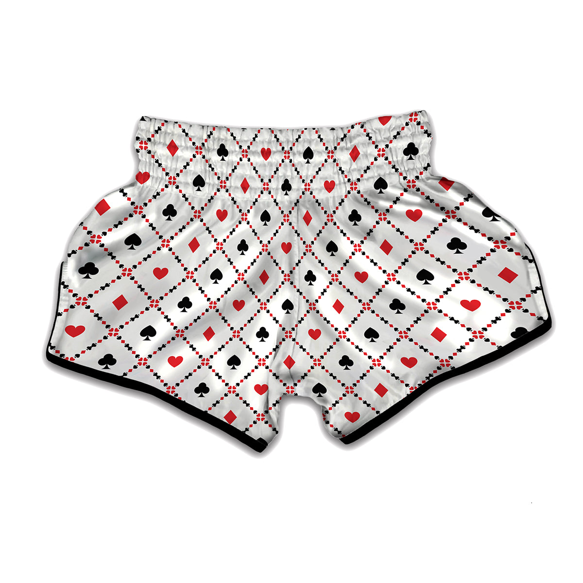 Poker Playing Card Suits Pattern Print Muay Thai Boxing Shorts