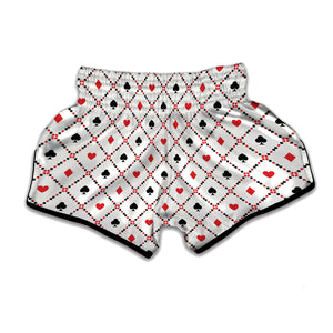 Poker Playing Card Suits Pattern Print Muay Thai Boxing Shorts