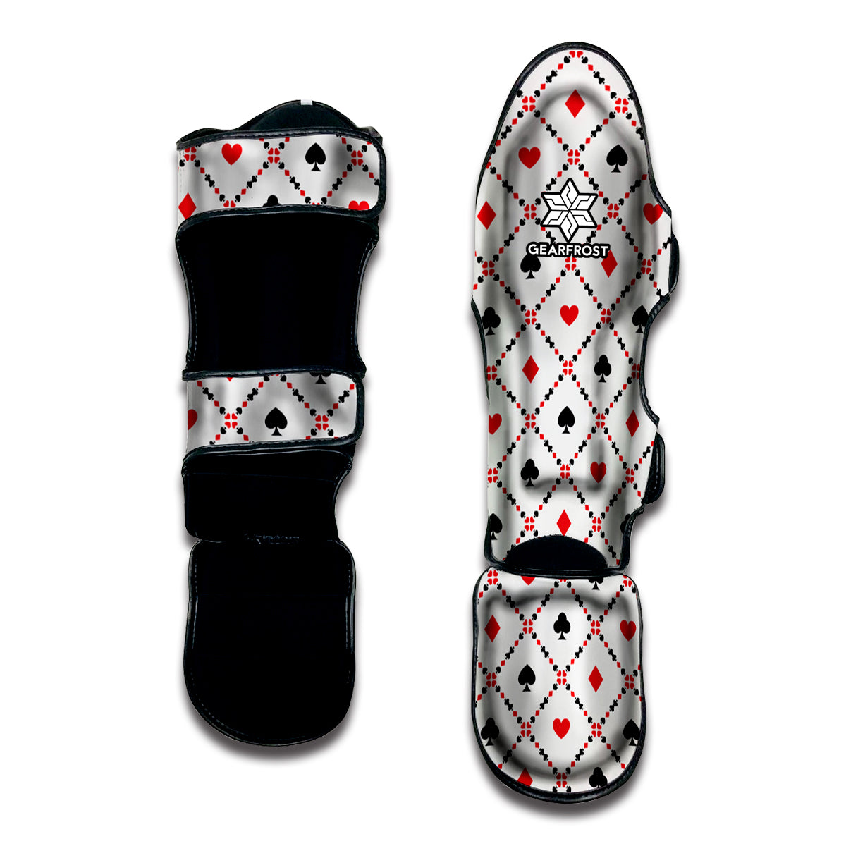 Poker Playing Card Suits Pattern Print Muay Thai Shin Guard