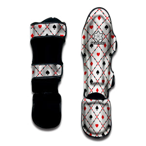 Poker Playing Card Suits Pattern Print Muay Thai Shin Guard