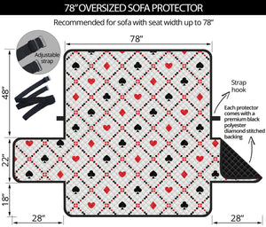 Poker Playing Card Suits Pattern Print Oversized Sofa Protector