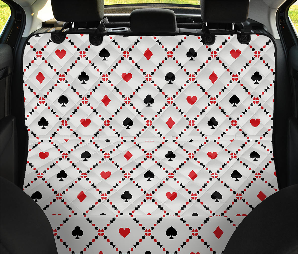 Poker Playing Card Suits Pattern Print Pet Car Back Seat Cover