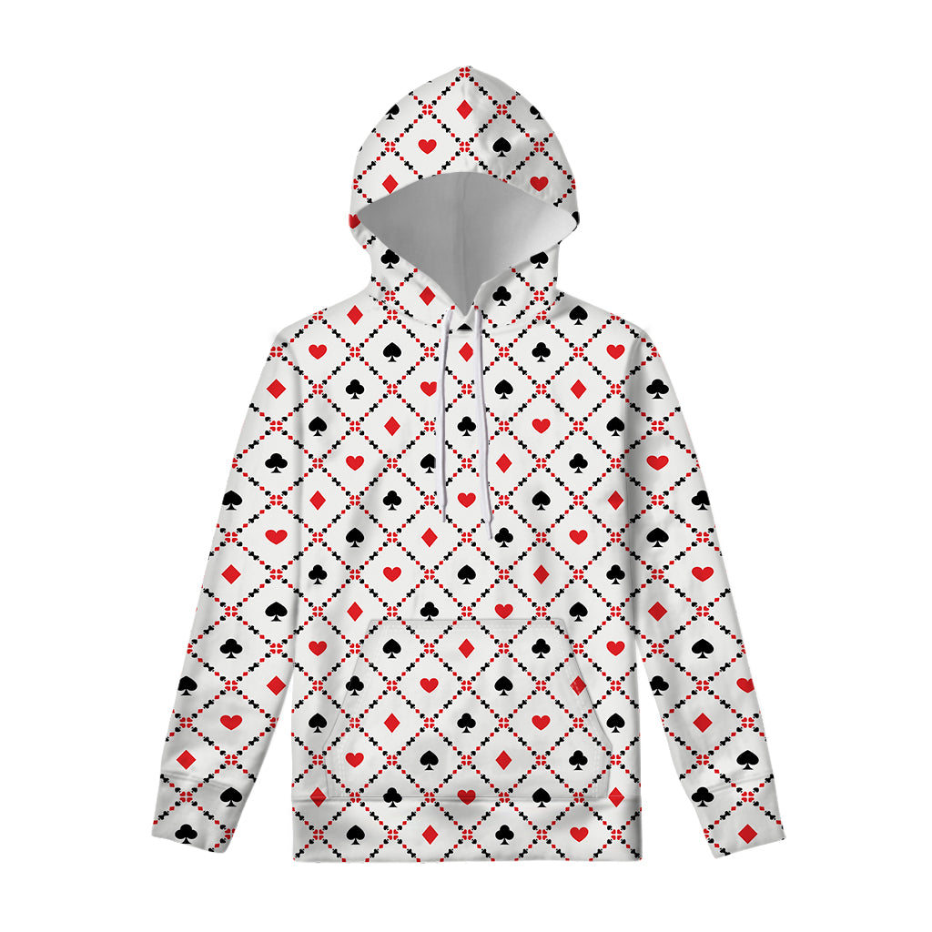 Poker Playing Card Suits Pattern Print Pullover Hoodie
