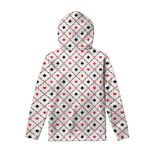 Poker Playing Card Suits Pattern Print Pullover Hoodie