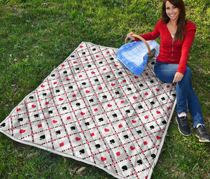 Poker Playing Card Suits Pattern Print Quilt