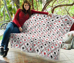 Poker Playing Card Suits Pattern Print Quilt