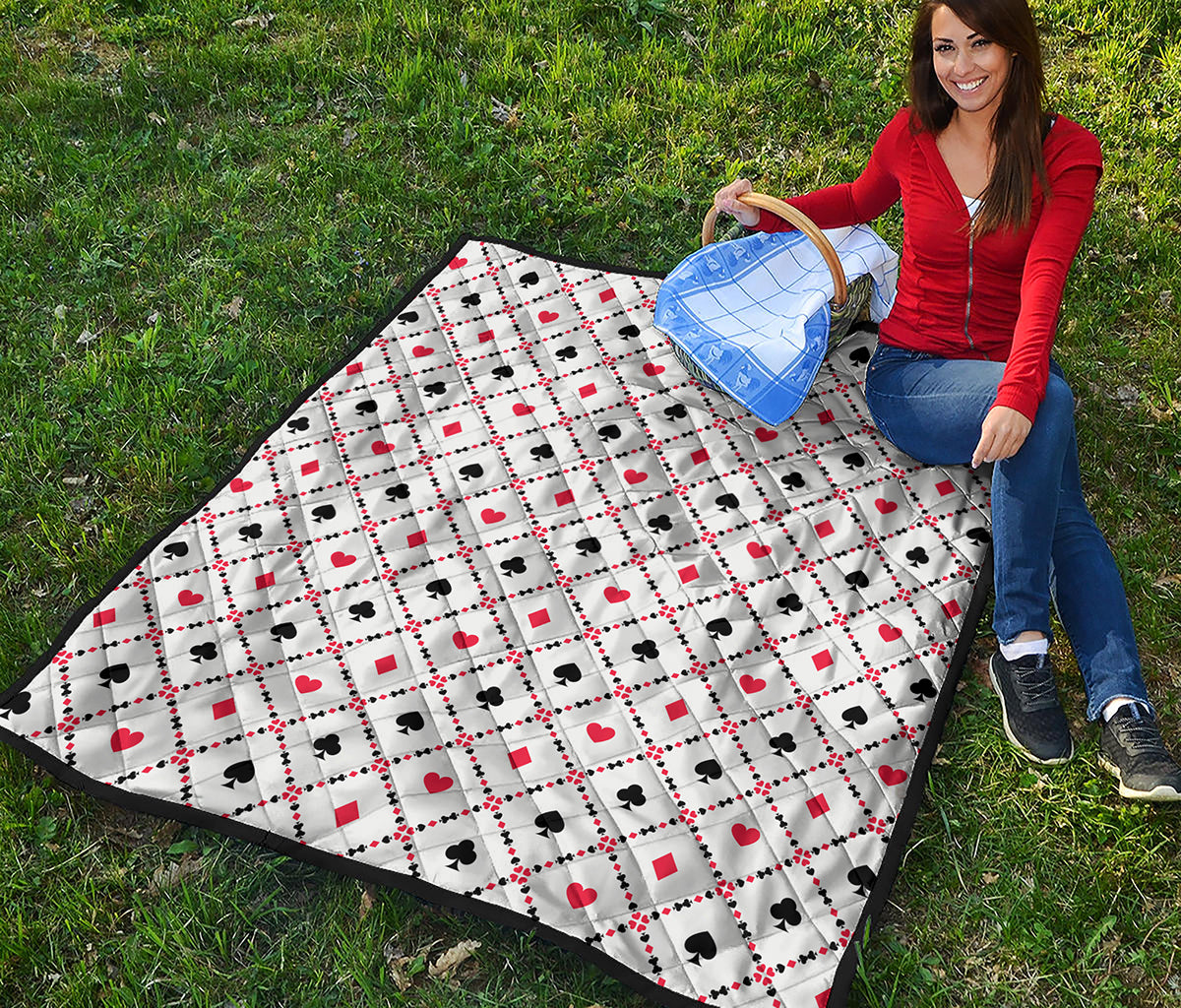 Poker Playing Card Suits Pattern Print Quilt