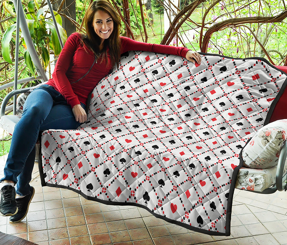 Poker Playing Card Suits Pattern Print Quilt