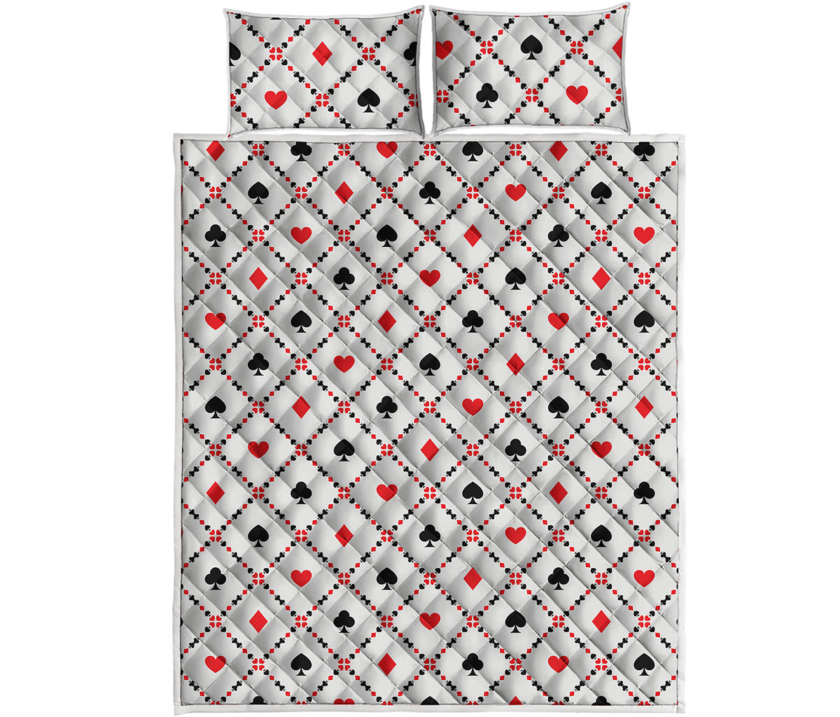 Poker Playing Card Suits Pattern Print Quilt Bed Set