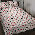 Poker Playing Card Suits Pattern Print Quilt Bed Set