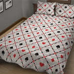 Poker Playing Card Suits Pattern Print Quilt Bed Set