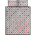 Poker Playing Card Suits Pattern Print Quilt Bed Set