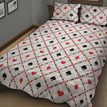 Poker Playing Card Suits Pattern Print Quilt Bed Set