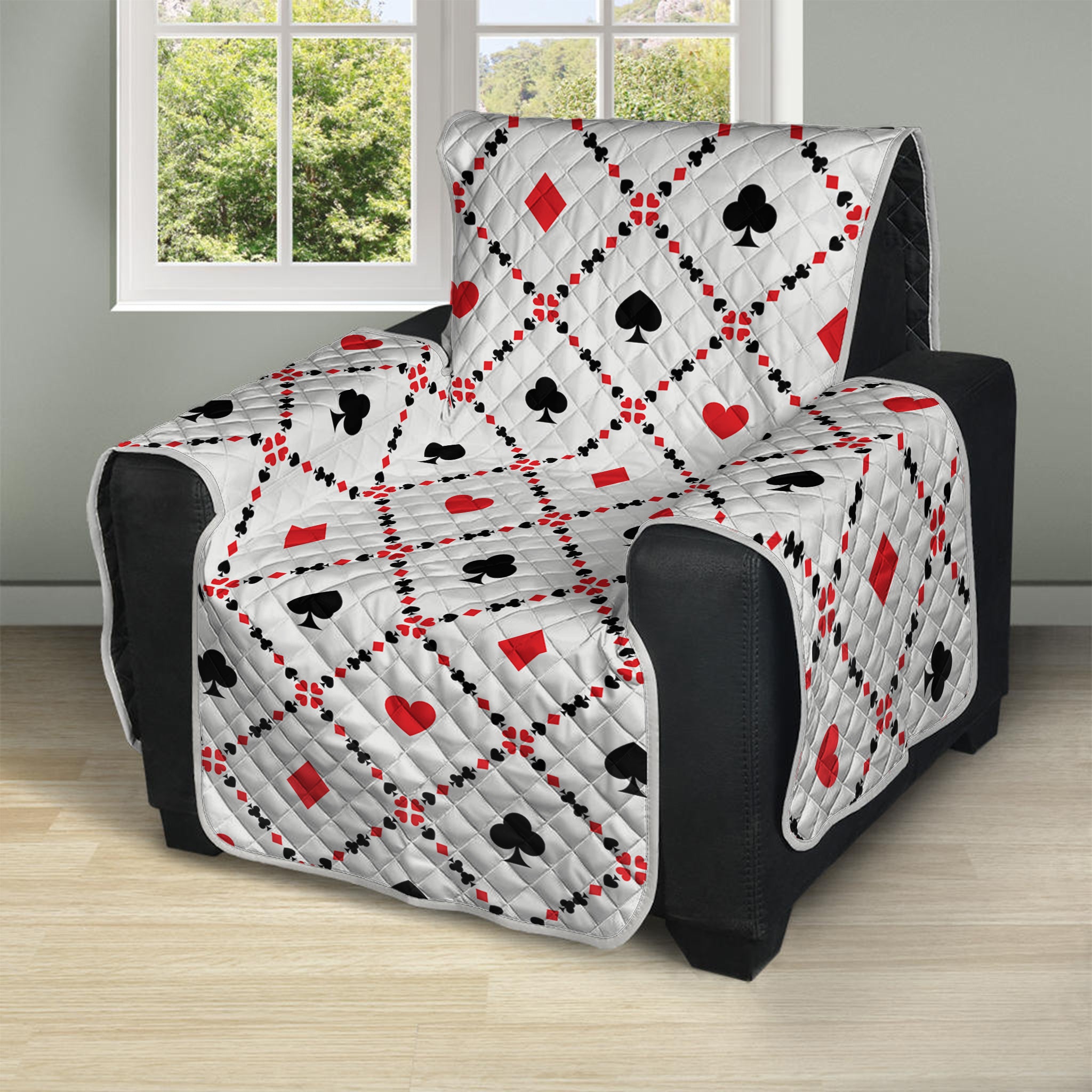 Poker Playing Card Suits Pattern Print Recliner Protector