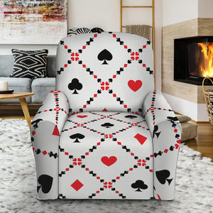 Poker Playing Card Suits Pattern Print Recliner Slipcover