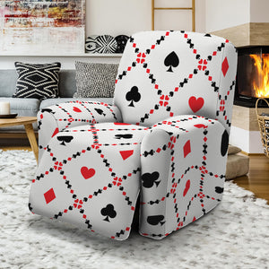 Poker Playing Card Suits Pattern Print Recliner Slipcover