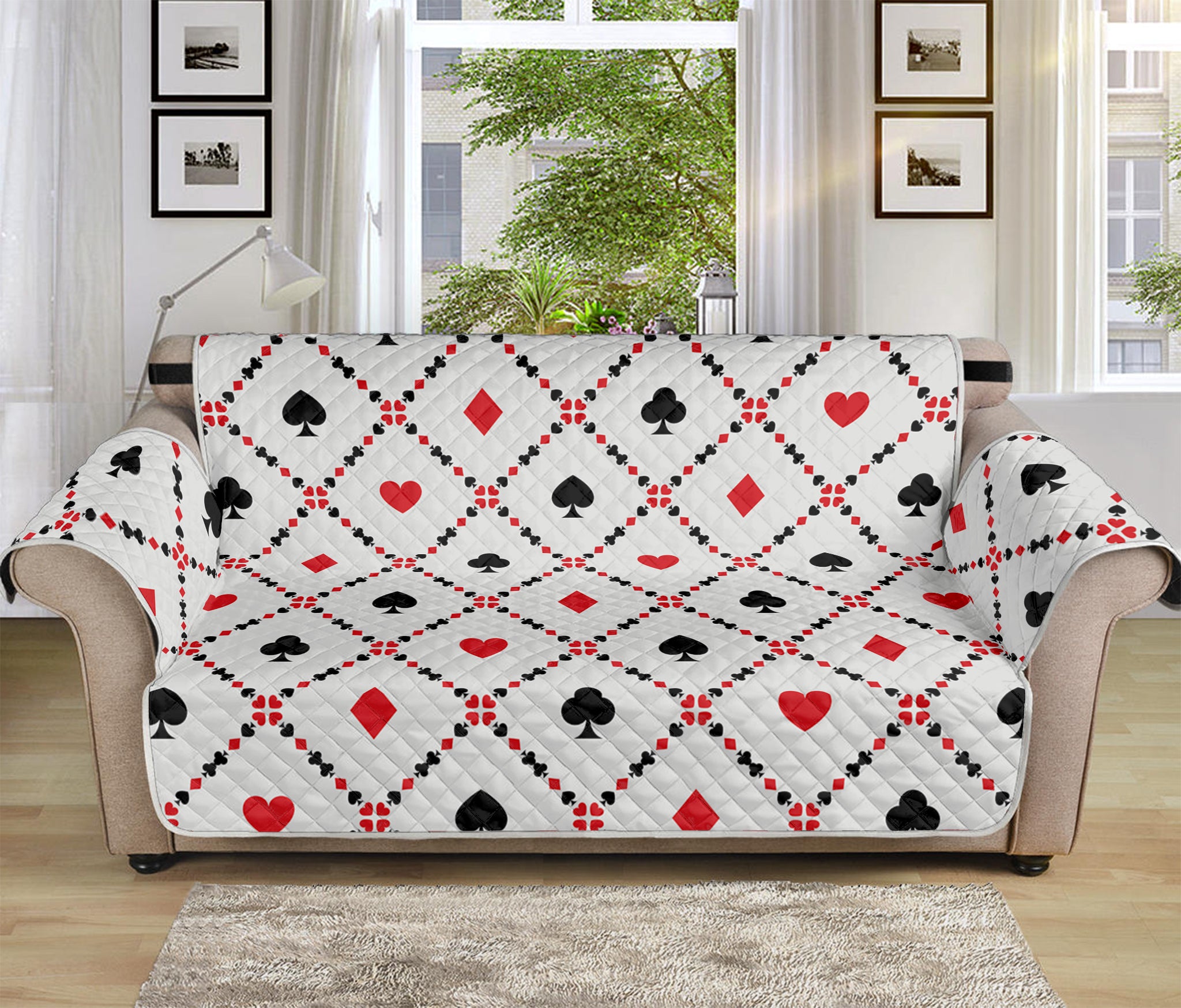 Poker Playing Card Suits Pattern Print Sofa Protector