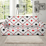 Poker Playing Card Suits Pattern Print Sofa Slipcover