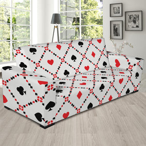 Poker Playing Card Suits Pattern Print Sofa Slipcover