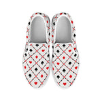 Poker Playing Card Suits Pattern Print White Slip On Shoes
