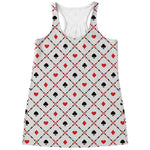 Poker Playing Card Suits Pattern Print Women's Racerback Tank Top