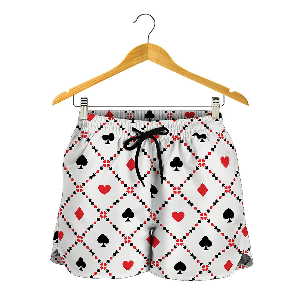 Poker Playing Card Suits Pattern Print Women's Shorts