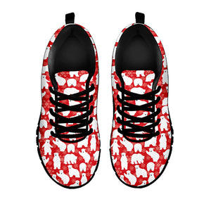 Polar Bear And Snowflake Pattern Print Black Sneakers