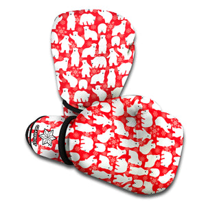 Polar Bear And Snowflake Pattern Print Boxing Gloves