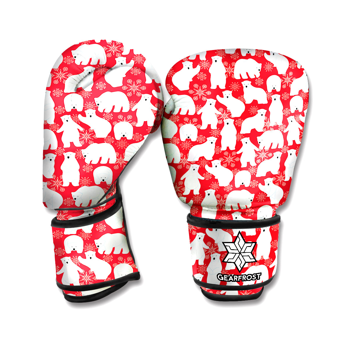 Polar Bear And Snowflake Pattern Print Boxing Gloves