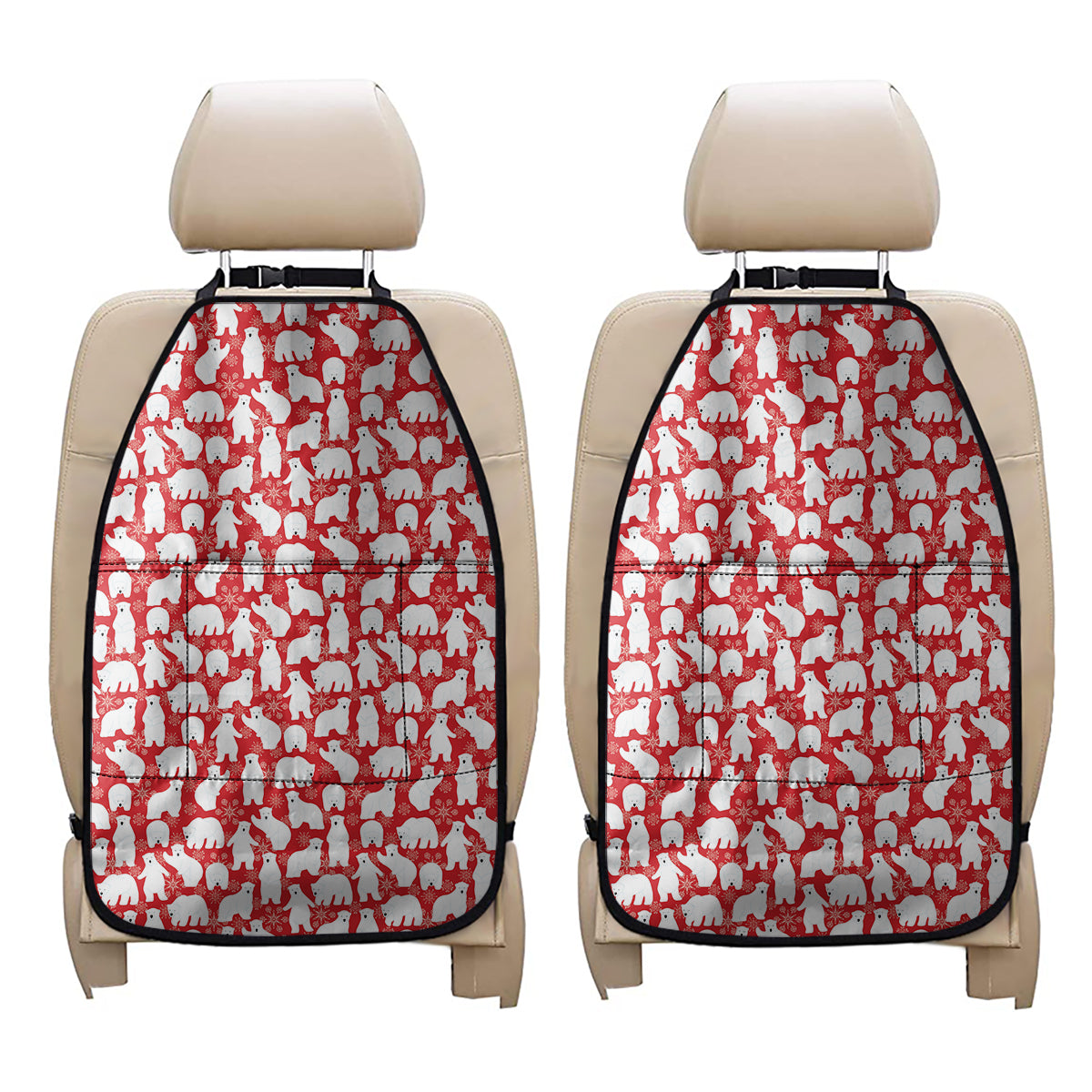 Polar Bear And Snowflake Pattern Print Car Seat Organizers