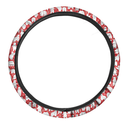 Polar Bear And Snowflake Pattern Print Car Steering Wheel Cover