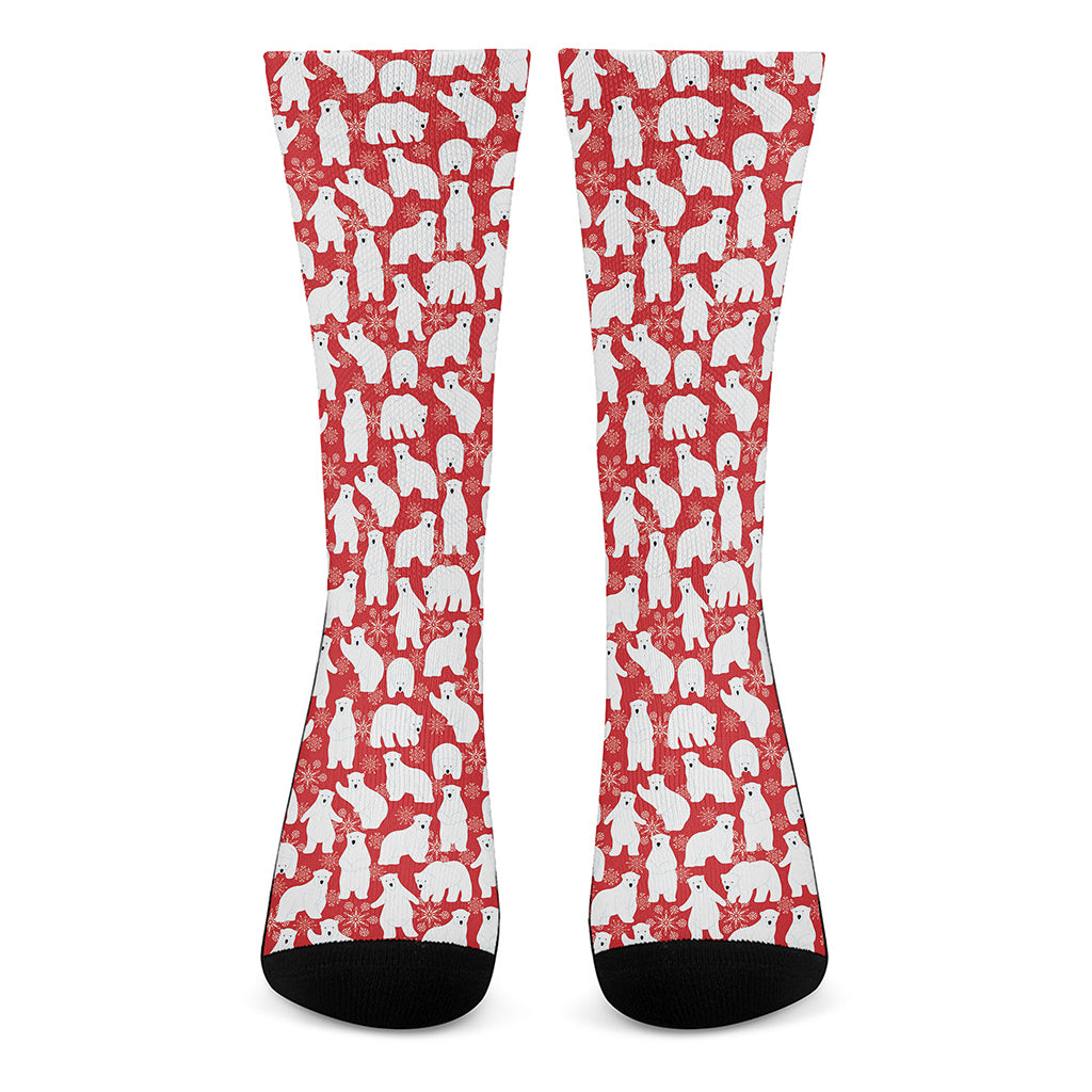 Polar Bear And Snowflake Pattern Print Crew Socks