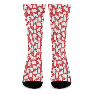 Polar Bear And Snowflake Pattern Print Crew Socks