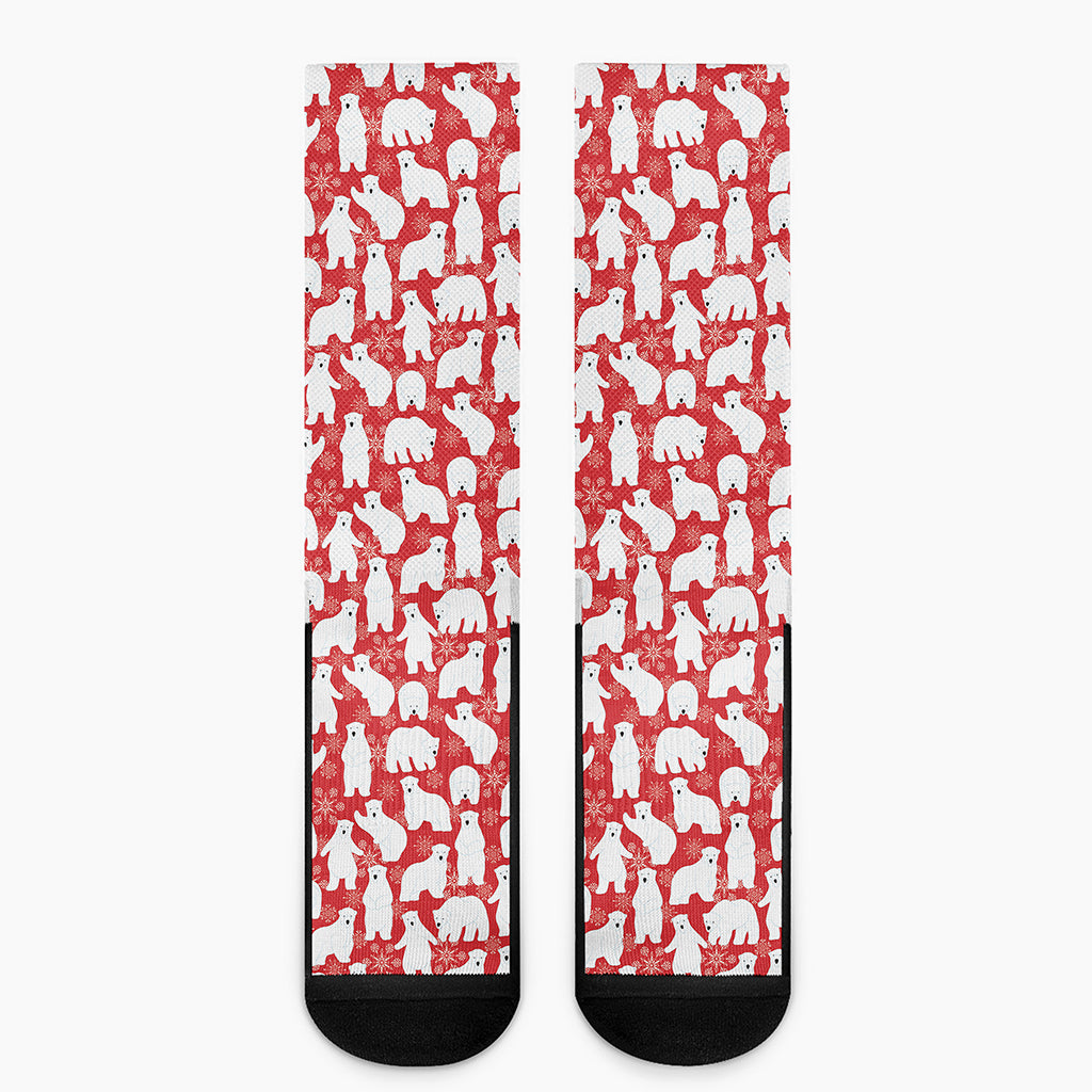 Polar Bear And Snowflake Pattern Print Crew Socks