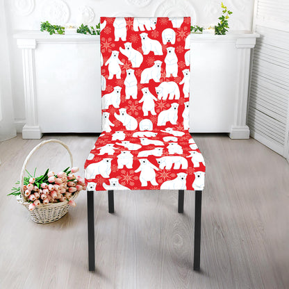 Polar Bear And Snowflake Pattern Print Dining Chair Slipcover