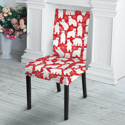 Polar Bear And Snowflake Pattern Print Dining Chair Slipcover